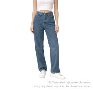 Vintage 90s High Rise Mom Jeans | Y2K Minimal Straight Leg Denim